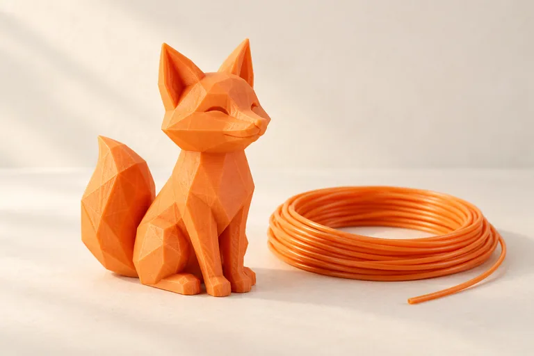 Иллюстрация: Фигурка лисы из PLA и филамент